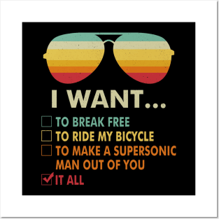 Funny Music lover Gift Bicycle Costume I Want It All Posters and Art